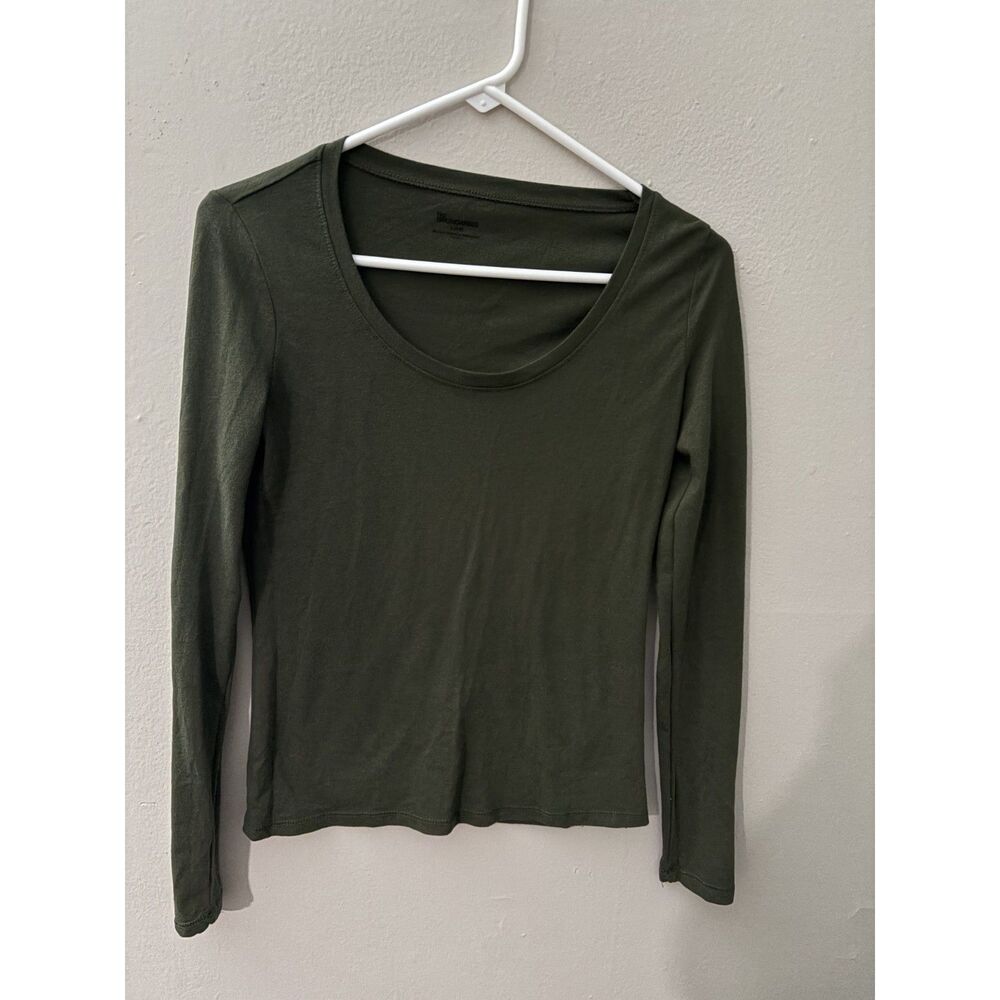 No Boundaries Olive Green Long Sleeve Scoop Neck Top Size Small